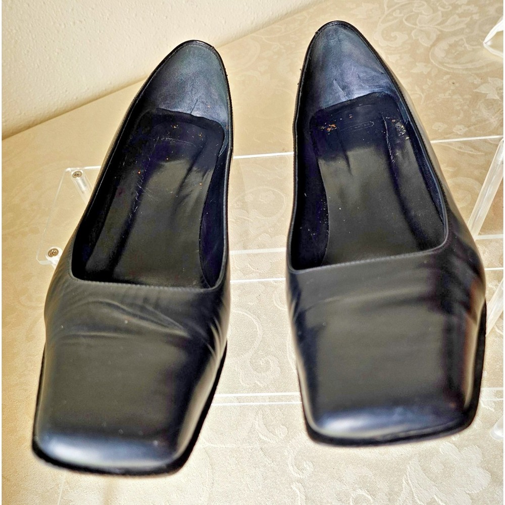 Coach - Malorie Do – Italian Made – Black Leather Square Toe Heels – Size 8 - Picture 4 of 9